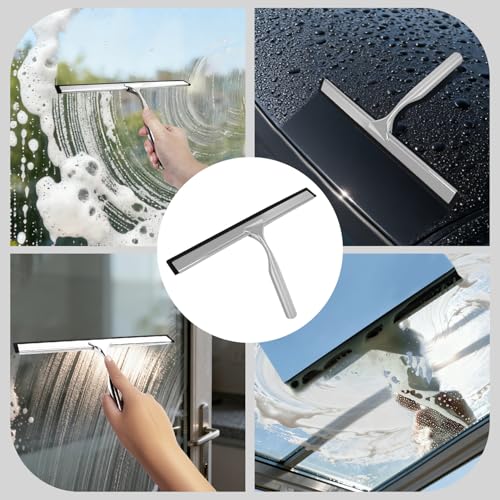 10-Inch Shower Squeegee - Stainless Steel & TPR Rubber for Streak-Free Cleaning