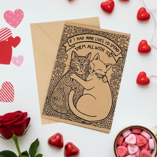 Gueevin Funny Cat Valentine's Day Card for Cat Lovers