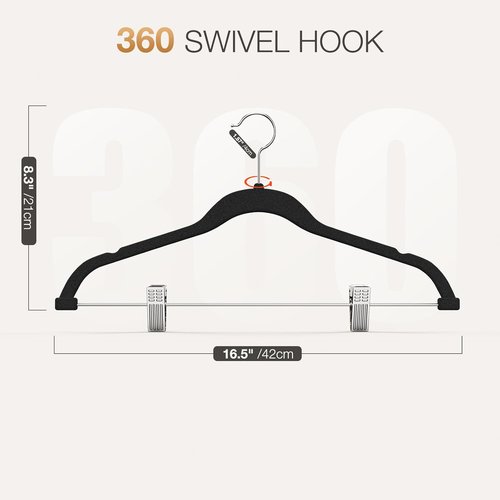 Korpai 36-Pack Black Velvet Hangers - Adjustable Non-Slip Clips for Space-Saving Storage