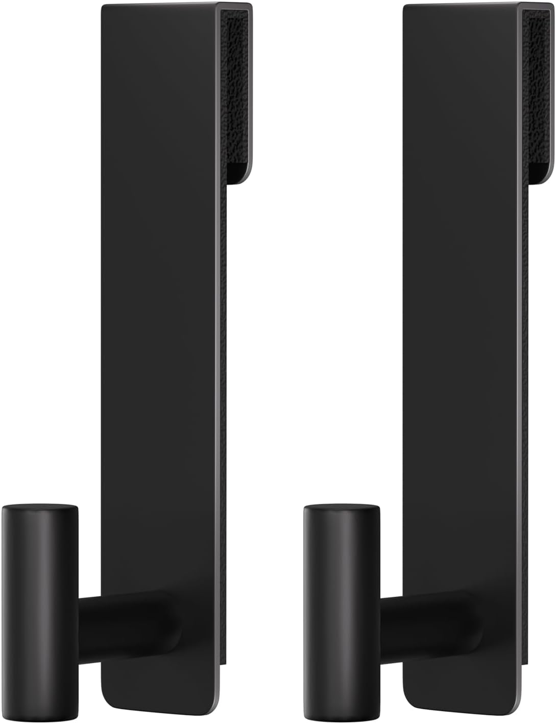 PMMASTO Shower Door Hooks - Heavy Duty Stainless Steel Towel Hangers for Frameless Glass Doors | 7.5 Inch, Black 'T' Shape (2 Pack)