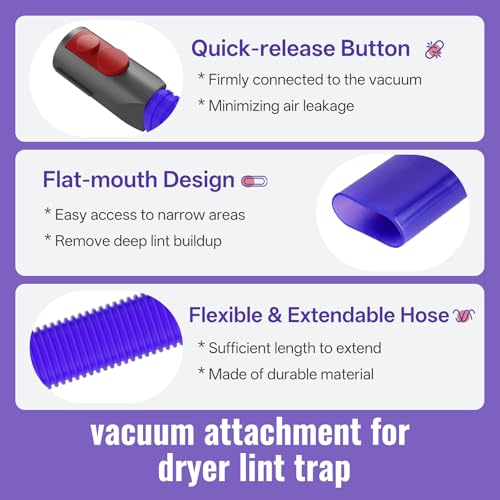 Dryer Vent Vacuum Hose Tool - Flexible Lint Remover Attachment