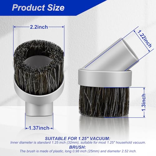 GULUANT Round Dusting Brush for Central Vacuum 1 1/4 Inch Attachment
