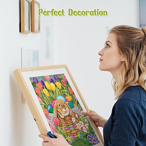 NAIMOER Easter Bunny Diamond Art Kit - 5D Full Drill Tulips 30x40cm