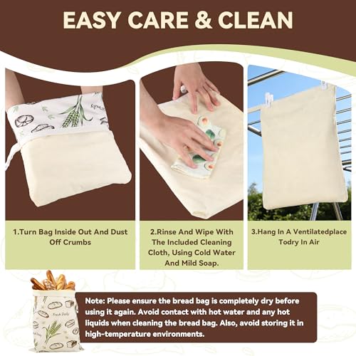 Reusable Beeswax Bread Bags - 2 Pack for Sourdough & Artisan Bread 17x13 In