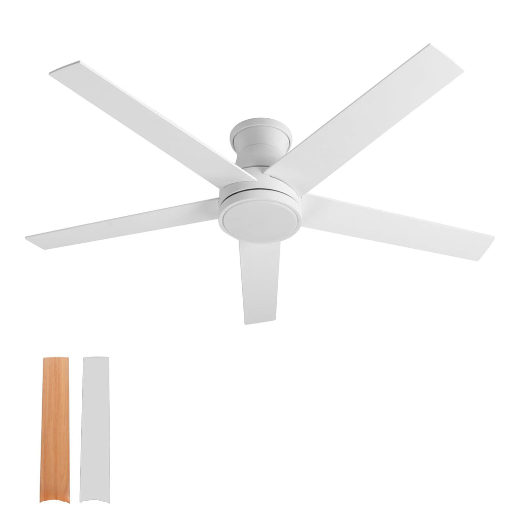 natawinnd 42 inch flush mount ceiling fan with light and Remote Control.5 Blade black ceiling fan flush mount,6 speed Quiet Reversible DC Motor,Low Profile Ceiling Fans for Living Room Bedroom