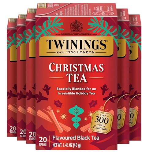 Twinings Christmas Black Tea, Spiced Holiday Blend, 20 Count (Pack of 6)