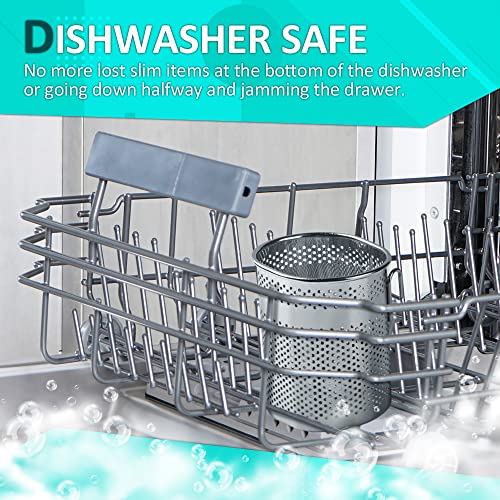 HOME&I Small Oval Stainless Steel Utensil Holder for Dish Rack & Sink