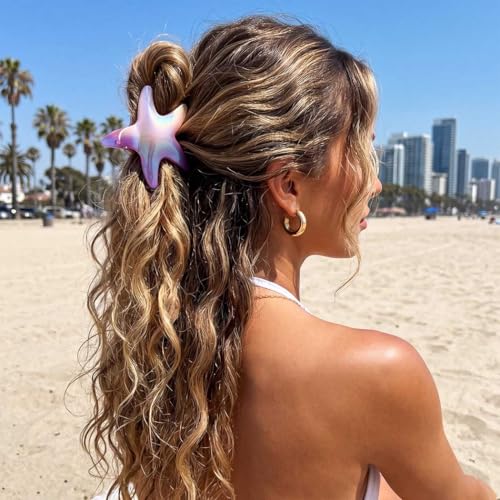 BARTOSI Acrylic Beach Hair Claw Clips Seashell Starfish Hair Accessories 2-Pack