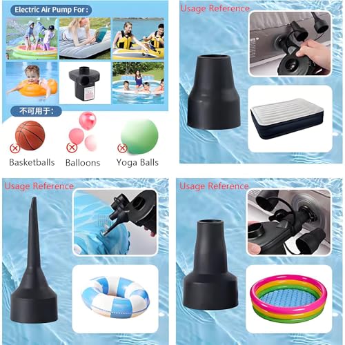 3-Pack Air Pump Nozzles for Inflatable Toys & Beds - 3 Sizes