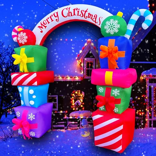 8 Ft Christmas Inflatable Arch with Gift Boxes - Holiday Yard Decor