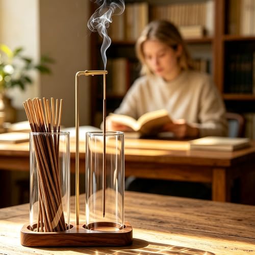 2-in-1 Wooden Incense Holder with Ash Catcher and Stick Storage - MACUSOO