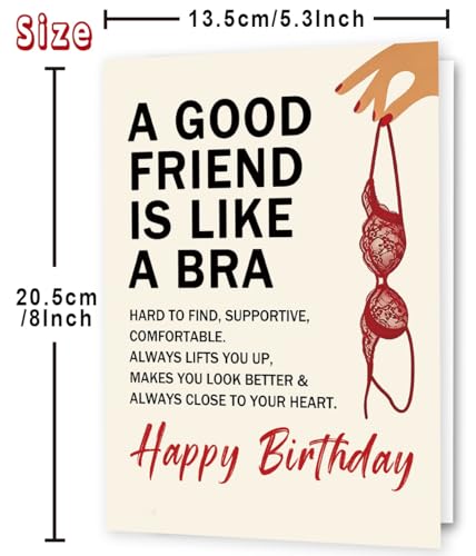 Funny Vintage Birthday Card for Best Friend Women, Retro Humor Gift