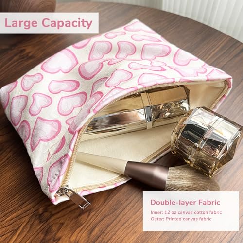 Yovell Large Aesthetic Makeup Bag Floral Canvas Cosmetic Organizer