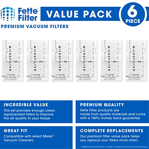 Fette Filter Air Clean Filters for Miele Vacuum Cleaner - 6 Pack