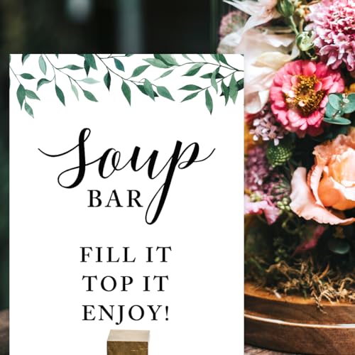 Andaz Press Soup Bar Wedding Sign, Natural Greenery, 8.5x11 Cardstock