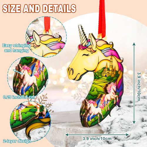 Rainbow Unicorn Ornament - 2-Layer Wood & Acrylic Christmas Decor