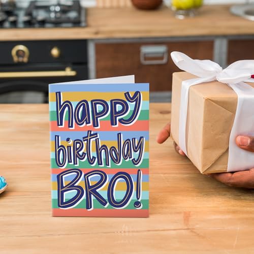 Happy Birthday Brother Card with Gold Foil & Kraft Envelope – Luxury Sibling Greeting