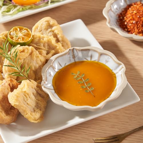 Meideal Ceramic Soy Sauce Dish 2 Oz Beige Dipping Bowls Set of 2