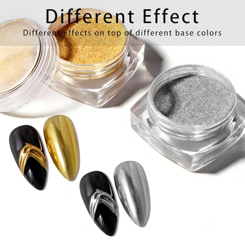 UTLANEYA 2Pcs Gold and Silver Chrome Nail Powder Metallic Mirror Effect Pigment