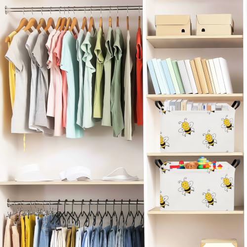 ONOEV Rectangular Fabric Storage Bin - Foldable Bee Print Basket