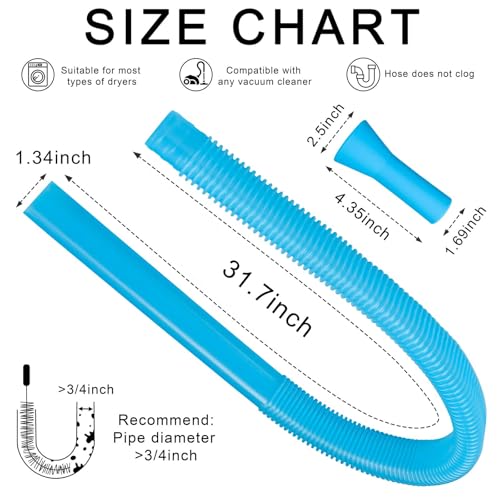 Dryer Vent Cleaning Kit - Flexible Vacuum Hose Attachment for Lint Removal