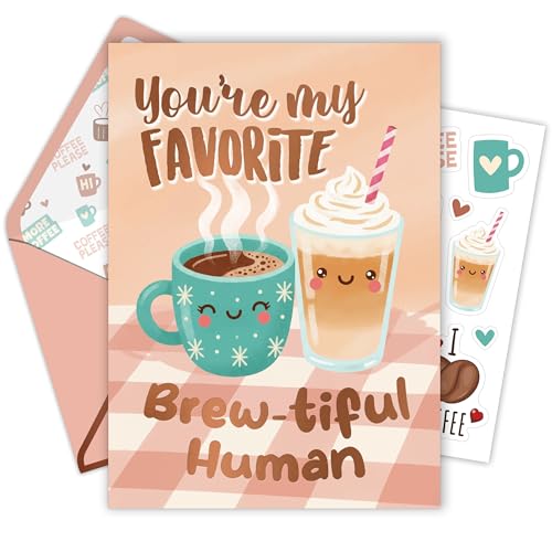 Gold Foil Coffee-Themed Birthday Card 5x7in for Him & Her