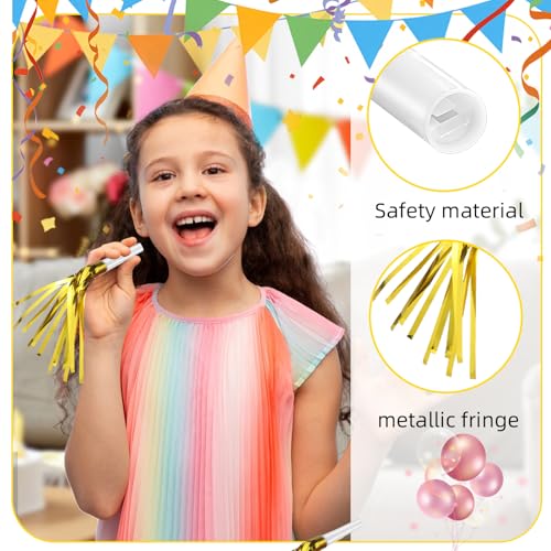 24 Pack Metallic Fringe Party Blowers - Colorful Noise Makers for Kids
