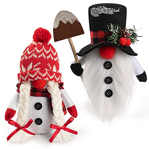 Christmas Gnome Plush Decor 2 Pack - Snowman Scandinavian Figurines