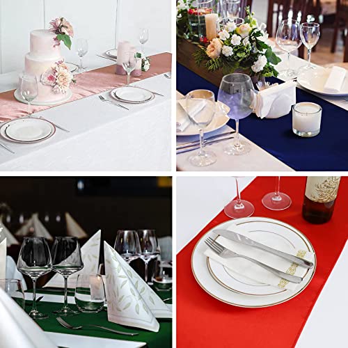 Black Satin Table Runners 12x108 Inches - Pack of 15 with Scalloped Edges - Variation of -12108" - 15pcs / Black