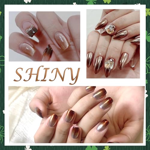 Laza Chrome Nail Powder Mirror Effect Metallic Dust Milky Brown