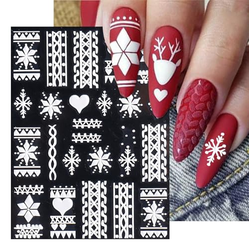 IDDFEVE 5D Embossed Snowflake Nail Stickers, 3 Sheets Christmas Winter Decals