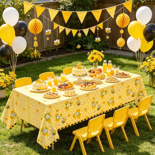 Bee Tablecloth 3 Pack Honey Bee Party Table Cover 51x86 Inch