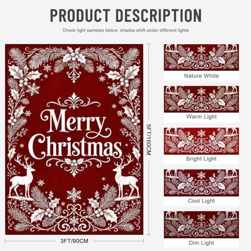 Christmas Elk Rug 3x5 Indoor Washable Floor Mat for Kitchen and Living Room - Festive Holiday Decor