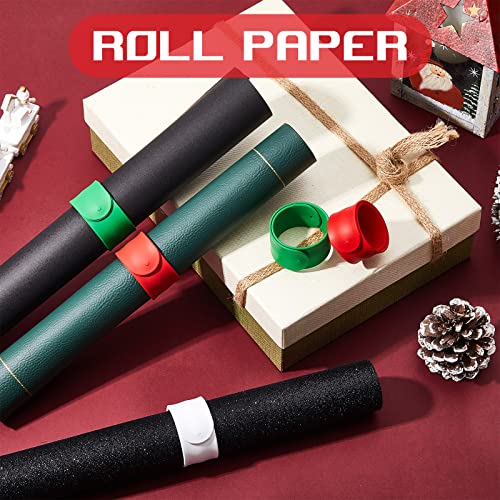 Charniol 12-Piece Silicone Gift Wrapping Paper Roll Holders - Red, Green, White