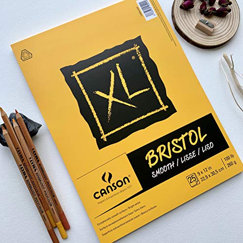 Canson XL Series Bristol Paper Pad, Smooth, 9x12 in, 25 Sheets