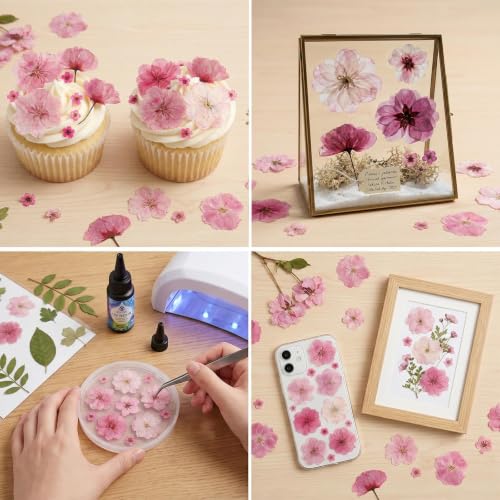 50PCS Pink Flower Cake Decorations - Natural Sakura Toppers