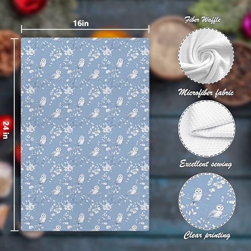 Blue Chinoiserie Bird Print Decorative Hand Towels - 16x24 Inch