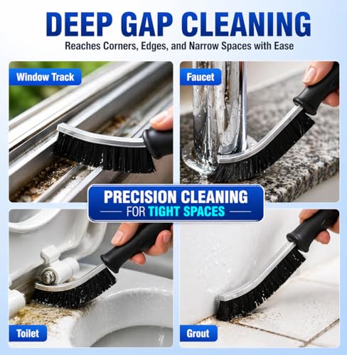 Cadley Heavy Duty Grout Cleaning Brush Set of 6 - Narrow Head Scrubbing Tools for Bathroom & Kitchen Gaps