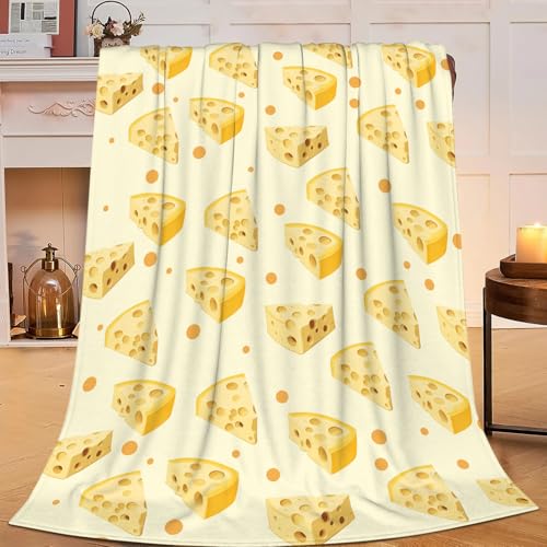 Cheese Throw Blanket 60x50 Inches Cozy Fuzzy Plush Fleece Warm Bedding Gift for Man Woman