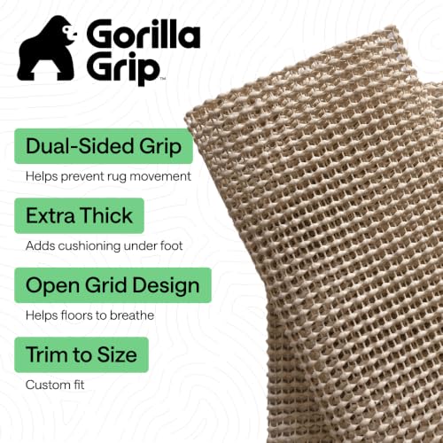 Gorilla Grip Non-Slip Rug Pad 7' x 10' Beige for Hardwood Floors