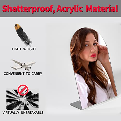 Unbreakable Tabletop Makeup Mirror, 8.8" x 6.3" Shatterproof Desk Vanity