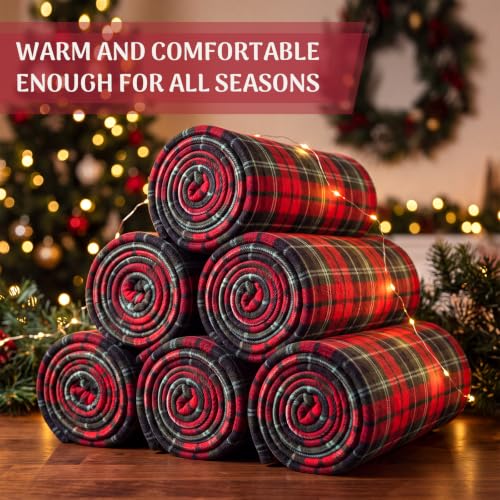 Christmas Plaid Throw Blankets Bulk Set - Red and Green, 50x60 Inches