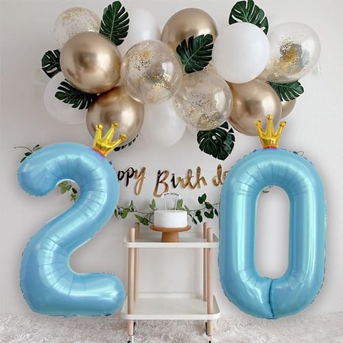 40 Inch Baby Blue Number 25 Crown Balloon Set for Celebrations