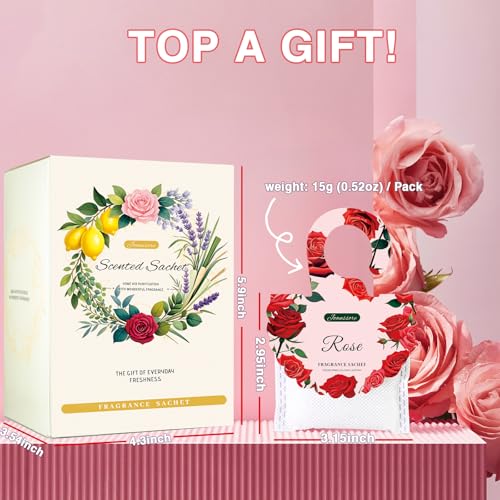 Joanssore 15-Pack Rose Scented Sachets for Drawers and Closets
