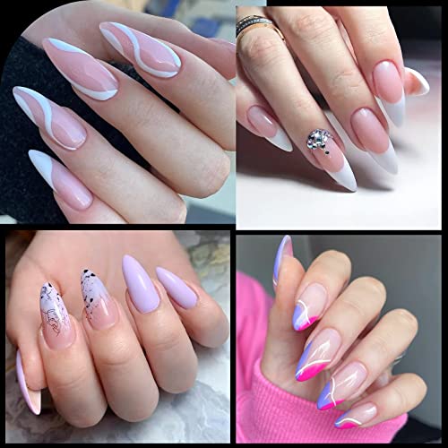 Krofaue 120PCS Dual Nail Forms Almond & Stiletto Poly Gel Molds Reusable