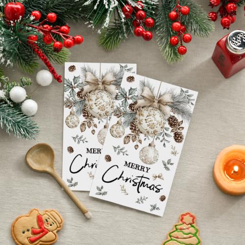 100 Pcs Christmas Paper Napkins - Elegant Holiday Ornament Design, 2-Ply