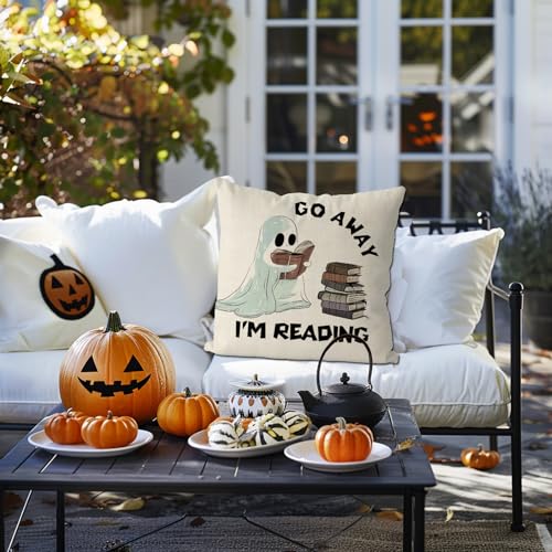 GAGEC Halloween 18x18 Inch Ghost Pillow Cover - Spooky Holiday Farmhouse Decor