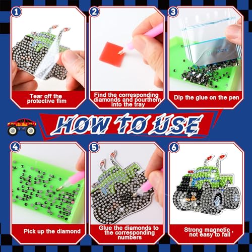 Zonon 12-Piece Truck Diamond Painting Kit - DIY Fridge Magnets