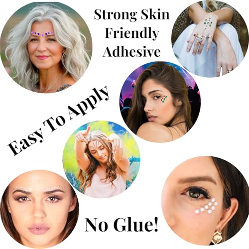 ALAZCO 180 Pink Self Adhesive Face Body Rhinestone Gems 3 Sizes
