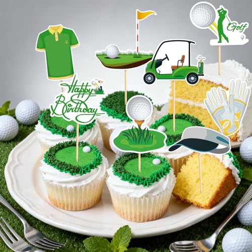 48 Pack Golf Cupcake Toppers for Sports Theme Parties
